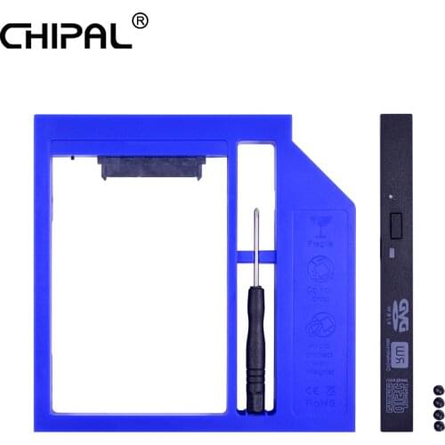 CHIPAL Universal Plastic 2nd HDD Caddy 12.7mm SATA 3.0 for 2.5'' 7-12.5mm SSD DVD Box Hard Disk Case Enclosure Adapter Optibay
