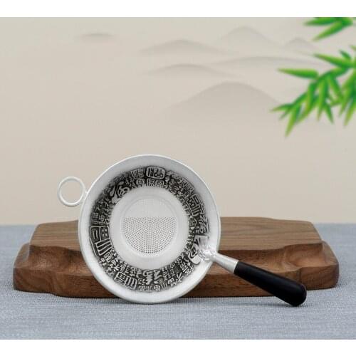 Pure Silver Tea Leak 999 Tea Filter Handmade Baifu Retro Home Tea Ceremony Small Filter Pure Silver Tea Filter