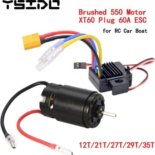 Waterproof 60A Brushed XT60 ESC 550 12T 21T 27T 29T 35T Motor for 1/10 1/12 RC Tamiya TRX4 TRX6 Redcat RC Car Rock Crawler Boat