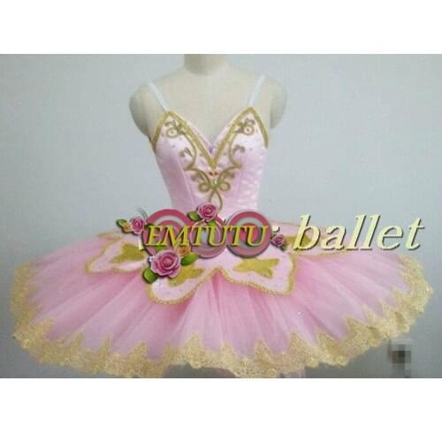 Women Professional Ballet Tutus Pink Gold Adult Raymonda Platter Pancake Tutu Custom Made Classical Ballet Costumes