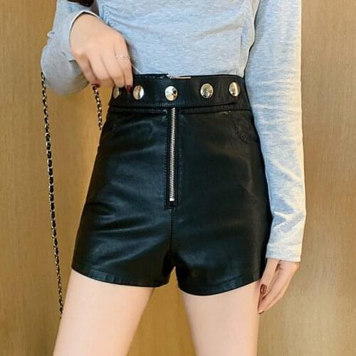 S-2xl Leather Black Shorts Women New Pu Leather Shorts Women For Autumn 2019 Winter High Waist Short Feminino
