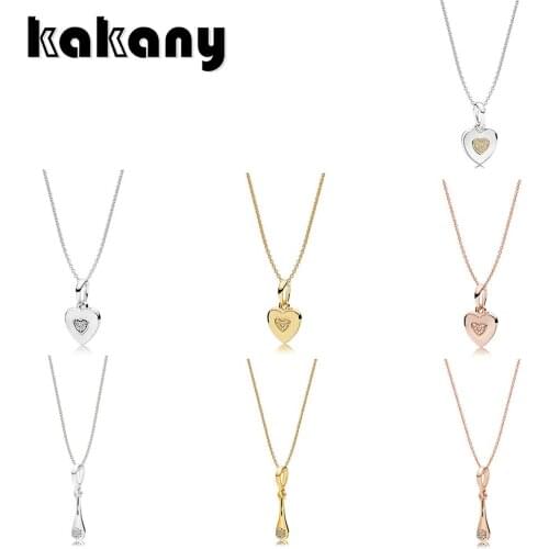 KAKANY 925 Sterling Silver 1:1 Modern LovePods Necklace Rose Logo Heart Necklace TWO-TONE SIGNATURE HEART Clavicular chain