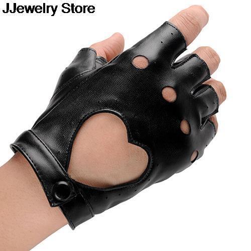 1 pair Leather Gloves Punk Hip-hop Half-finger Round Tactical Gloves Without Fingers Nail Glove