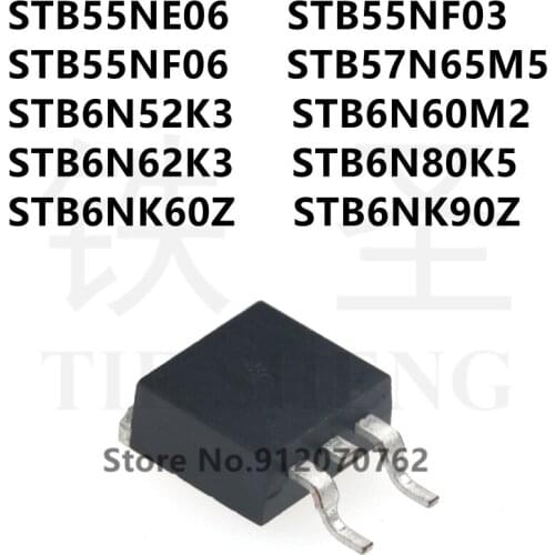 10PCS STB55NE06 STB55NF03 STB55NF06 STB57N65M5 STB6N52K3 STB6N60M2 STB6N62K3 STB6N80K5 STB6NK60Z STB6NK90Z TO-263