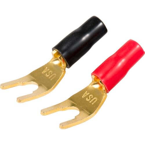 100pcs High quality GOLD Plated Solderless Speaker Banana Spade Plug