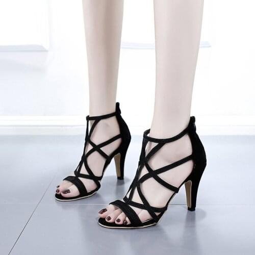 2021 Fashion Women Gladiator Sandals Women Summer Sexy Heels Hollow Out Zipper Stiletto Heels Ladies Footwear Sandals 35-42