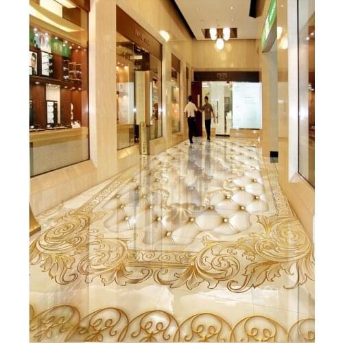 3d flooring European luxury gold 3D marble floor pvc self-adhesive wallpaper 3d floor painting wallpaper