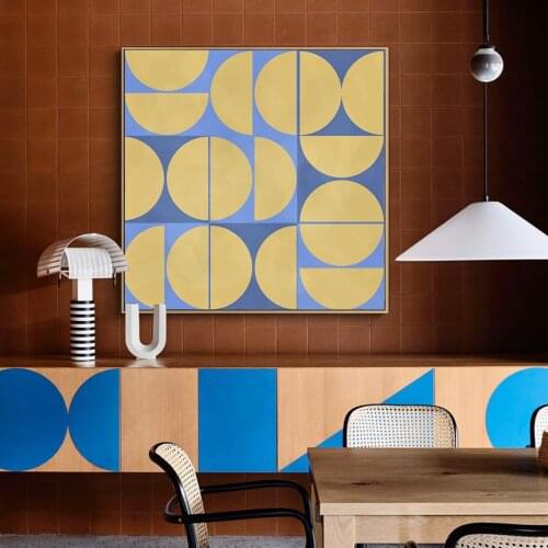 Abstract Circle Geometric Mat Gold Blue Wall Art Print Canvas Painting Modern Posters Pictures Bedroom Home Interior Decor
