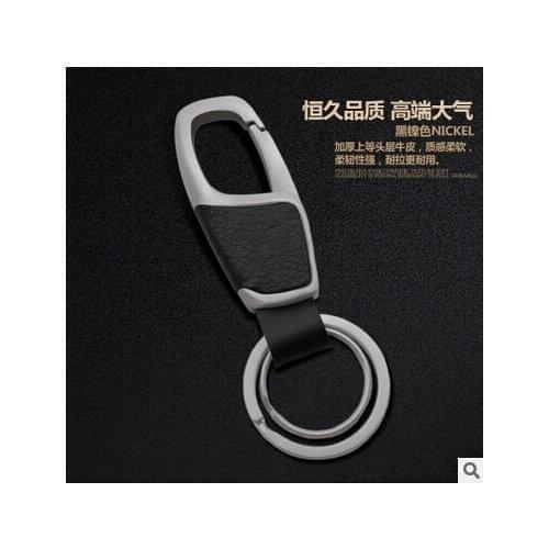 Car-Styling Metal Key Ring Cowhide KeyChain For FIAT 500 Tipo Punto Freemont Cross Coroma Panda Idea Palio
