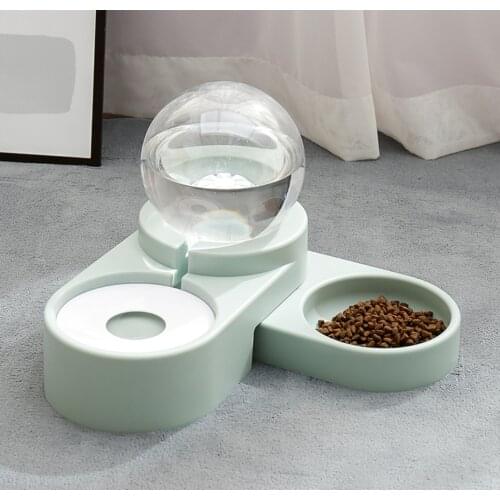 Pet cat auto feeder double bowl auto adding water