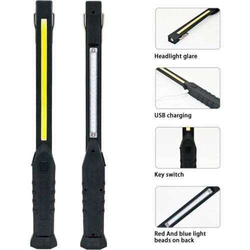 Workshop Torch Car Flashlight 1Pc USB COB Hook Recharge LED Work Light Torch Hanging Lamp Car Repair Camping Flashlight Mini