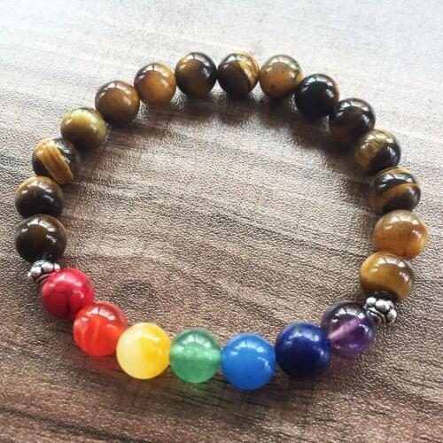Tigers Eye Chakra bracelet, Yoga, 7 Chakra , Meditation bracelet