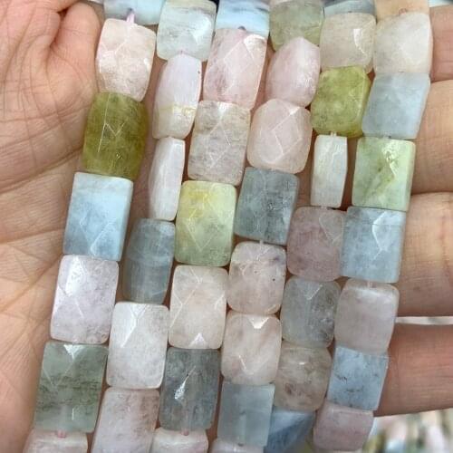 Natural Morgan Stone Beads 15'' Faceted Square Rectangle DIY Loose Beads For Jewelry Making Beads Women Bracelet Necklace Gift