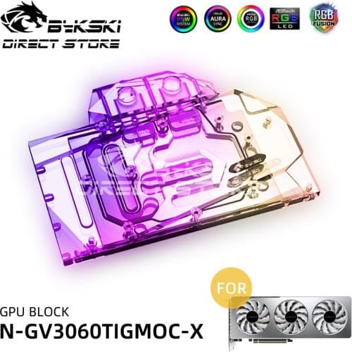 Bykski ARGB Video Card Water Block For Gigabyte RTX 3060 TI VISION GPU Block Cooler PC Watercooling VGA block N-GV3060TIGMOC-X