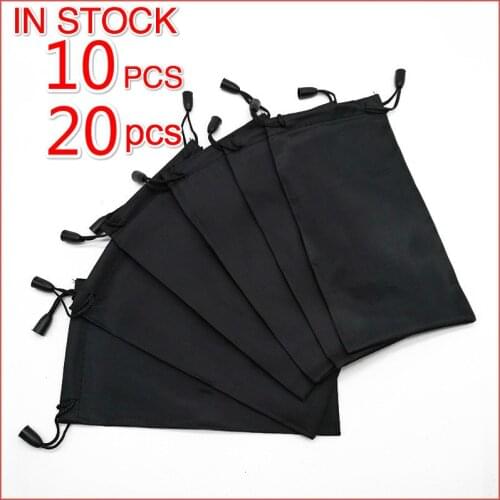 10/20pcs Wholesale Bulk Soft Glasses Bag Sunglasses Case Waterproof Dustproof Eyeglasses Pouch Eyewear Accessories Solid Black