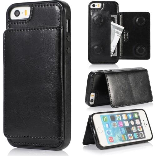 Luxury PU Leather Phone Case For iPhone 5 Slim Wallet Card Back Cover For iPhone 5 5C 5S 5SE Case Capa