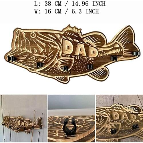Wood Large Mouth Bass Fishing Rod Holder Wooden Fishing Rod Rack DIY Fishing Gear and Fishing Gifts for Dad 1/2pcs can C
