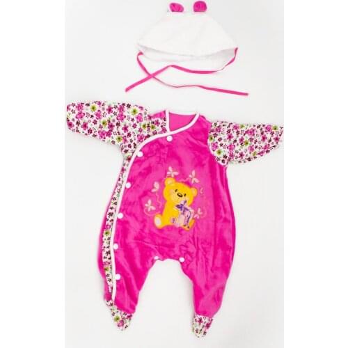KAYDORA 22 Inch Doll Clothes Cute Bear Pattern Cotton Clothes lol 0-3 Month New Baby Infant Jumpsuits With Cap Kids Clothing