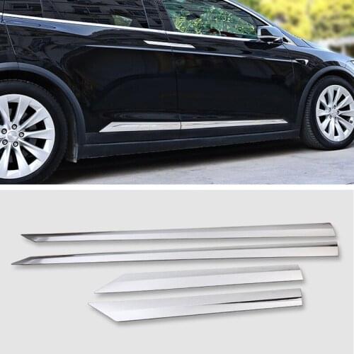 For Tesla Model X 2016 2017 2018 ABS Chrome Side Car Body Molding Cover Decoration Trim 4pcs Car Styling Accessories