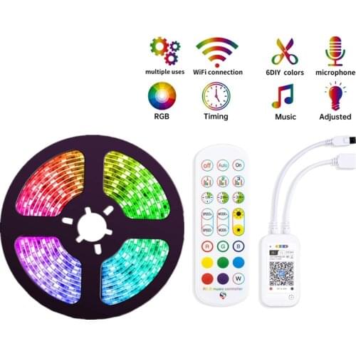 DC12V RGB 5050 LED Strip Light 5m 10m WiFi Bluetooth Smart Phone Controller Lamp Ribbon Waterproof SMD Tape For House Party Decr