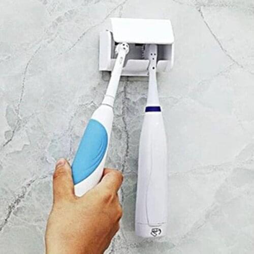 Wall Mount Anti-Dust 2-Head Electric Toothbrush Holder Sucker Holder Suction Hooks Cup Bathroom Organizer Storage Rack Plastic