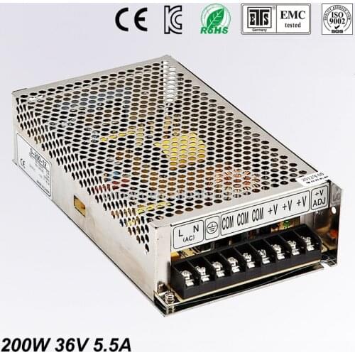 Single Output Uninterruptible Adjustable 36V 200W Switching power supply unit 110V 220V ac to dc smps for LED Strip light cnc