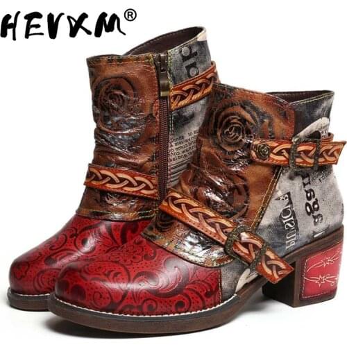 Autumn And Winter Boots Snake Print Color Matching Ethnic Style Womens Leather Boots Martin Boots Womens Mid-heel Ankle Boots