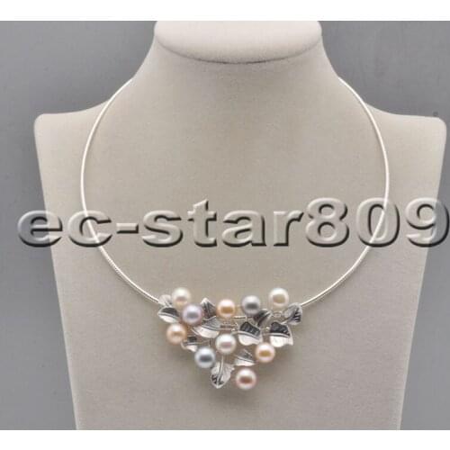 P6887 60mm Multicolor Round Freshwater Pearl Flower Pendant & Brooch