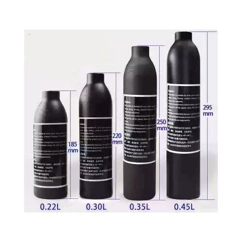 PCP Paintball Airforce Airs HPA Cylinder Air Bottle 0.2L 0.3L 0.35L 0.45L Tank 300bar 4500psi M18*1.5 Thread 6061 Aluminum Alloy