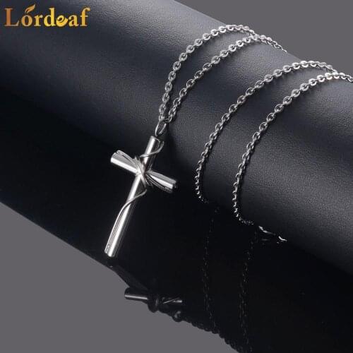 Never Faded Stainless Steel Personality Silver Cross Pendant 60 Cm Long Silver Necklace High Quality Stainless Steel Jewelry
