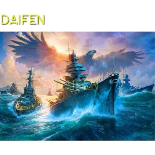 Full Square Diamond embroidery Cross stitch sea warship eagle 5D DIY Diamond painting Full Round Diamond mosaic