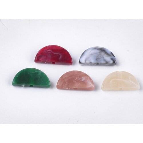 200pcs Mixed Color Half Round Acrylic beads for jewelry making DIY Bracelet Necklace, Imitation Cloud Style,10x20x4.5mm,Hole:2mm