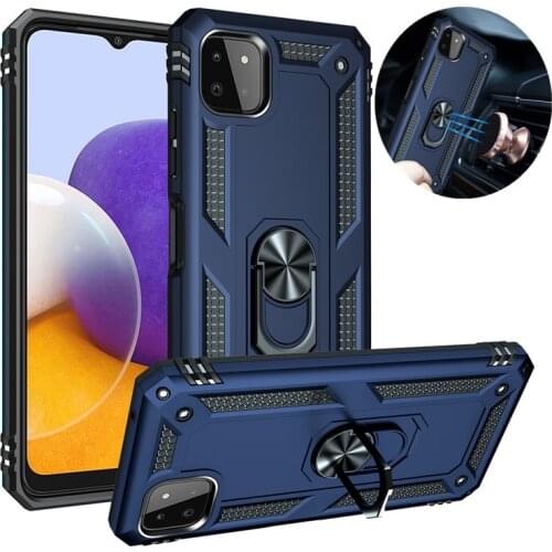 Shockproof Armor Case For Samsung Galaxy A22 4G TPU Bumper Anti-Fall Stand Holder Car Ring Phone Case For A22 5G Hard Back Cover