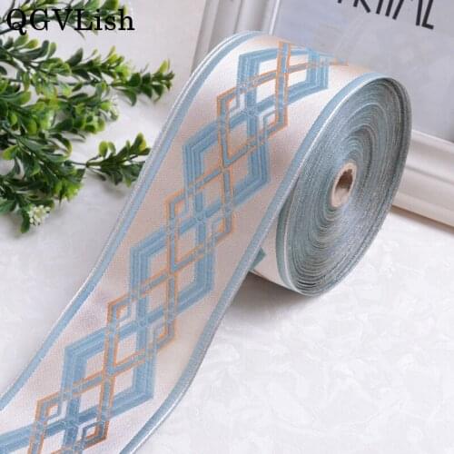 QGVLish 25M/lot 7cm Wide Jacquard Curtain Lace Trim Ribbon Belt DIY Valance Stage Sofa Clothing Living Room Decor Curtain Trims
