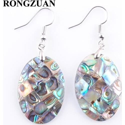 RONGZUAN New Zealand Abalone Shell Oval Bead Pendant Dangle Earrings Pair For Women Jewelry TR3011