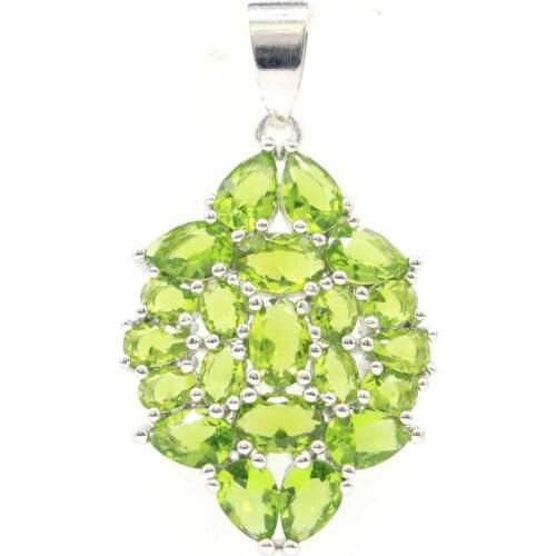 36x24mm Luxury Hollow Created Golden Citrine White CZ Gift For Ladies Silver Pendant