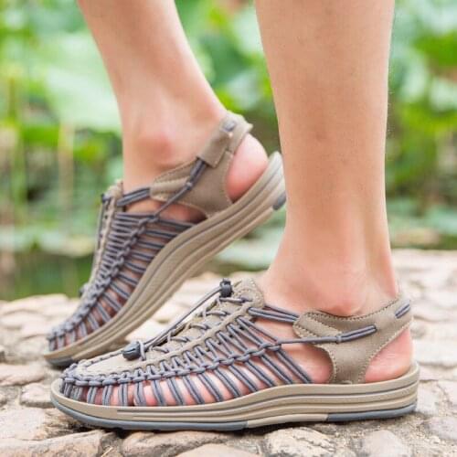 Sandals Men 2021 Quality Handmade Weave Mens Shoes Summer Male Fashion Comfy Lightweight Hiking Sandals Outdoor Beach Shoes 44