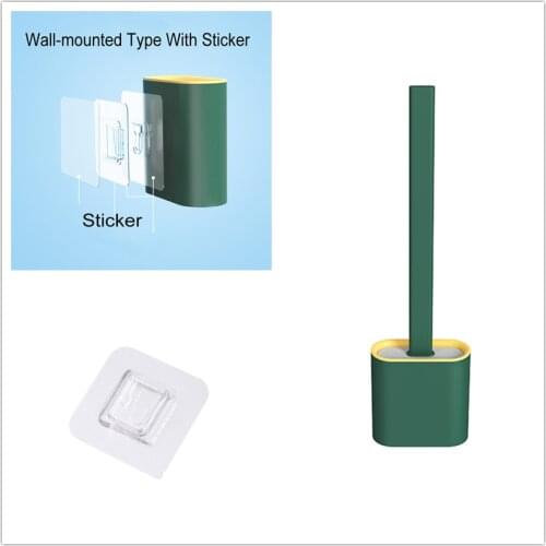 Silicone Wc Toilet Brush Wall Mounted Flexible WC Toilet Brush Set With Quick Dry Holder Wc Set Toilet Brush Disposable Cleaners
