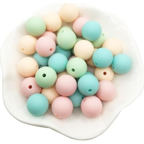 200pcs/lot Silicone Beads 15mm Round Teething Necklace Baby Teether Toy BPA Free DIY Chew Charms Newborn Nursing Accessory