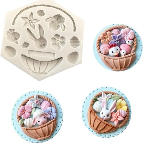 Silicone DIY Fondant Making Molds Rabbit Easter Egg Shape Chocolate Moulds Baking Supplies A1
