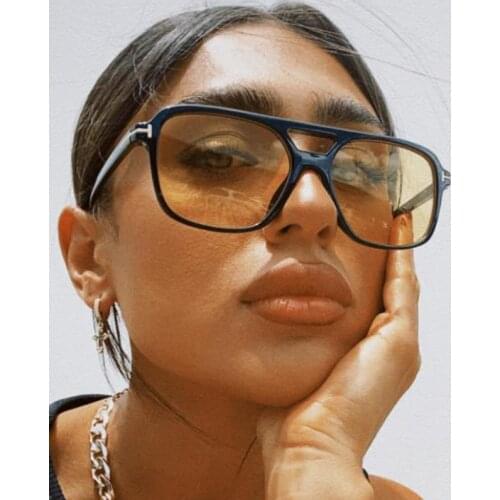 Oversized Square Sunglasses Women Men Luxury Brand Big Frame T Decoration Driving Eyewear Vintage Black Yellow Sun Glasses UV400