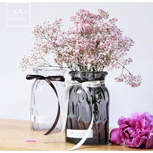 Glass vase European Romantic cylinder honeycomb pattern medium size creative simple vase household decoration ornament