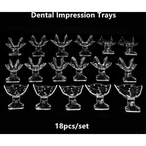 1Set Dental Edentulous Jaw Impression Trays Full Denture Frame Cut Back Clear