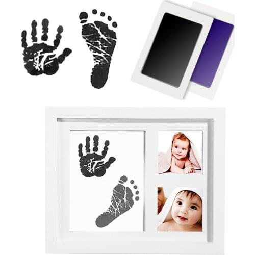 Newborn Baby Souvenir Ink Pad Storage Memento Baby Footprint Imprint Kit Non-Toxic Handprint Casting Infant Clay Toy Gifts