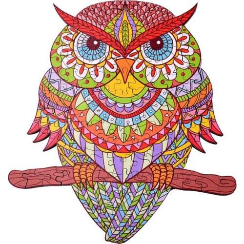 Unique Wooden Animal Jigsaw Puzzles Mysterious Owl Puzzle Gift For Adults Kids Educational Puzzle Fabulous Interactive Games Toy