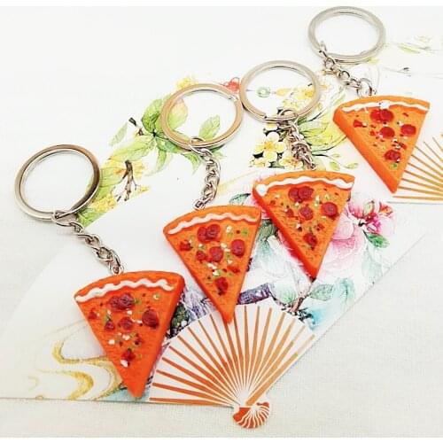 VAKKI Creative Korean Simulation Pizza Pendant Keychain Resin Key Chains for Gifts Promotional Food Series Accessories