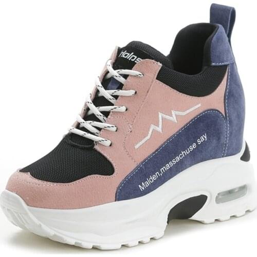 [Increase 6CM] Womens Wedges Casual Shoes Lace Up Spring and Autumn Women Casual Sneakers Shallow Female Flat Shoes