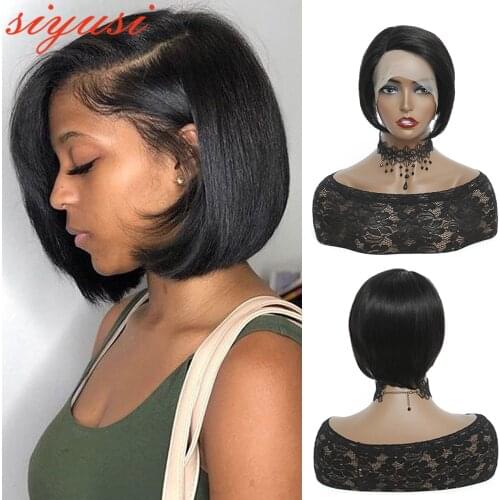 Short Straight Human Hair Wigs For Women 13x1 HD Transpare Human Hair Lace Front Wigs L Part Lace Closure Wig 100% Natural