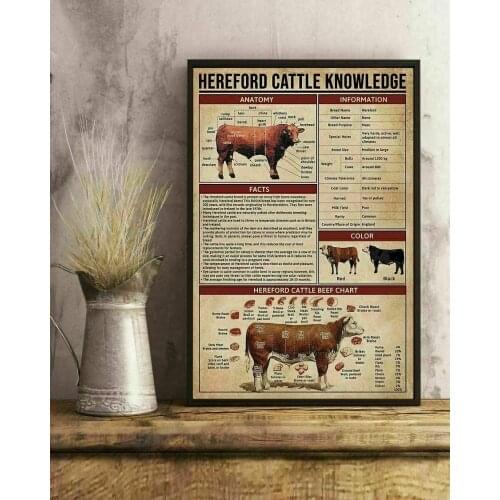 Cattle Knowledge Posterd Vintage Style Metal Wall Plaque Wall Decoration Metal Sign 8x12 inch