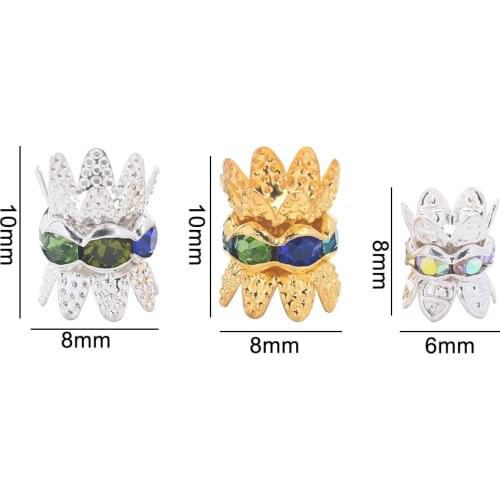 10Pcs 8 10mm Copper Rhinestone Rondelles Crystal Bead Loose Spacer Beads For Handmade DIY Jewelry Making Supplies Accessories